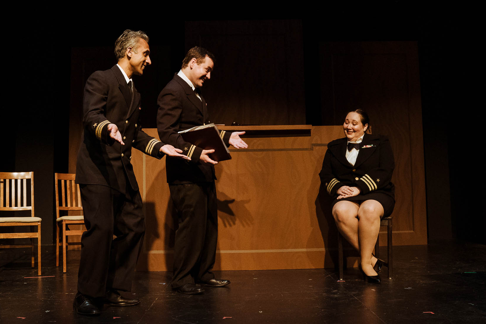 Arup Chakrabarti, Kieran Cross and Mar&iacute;a Cecilia Flores in the courtroom